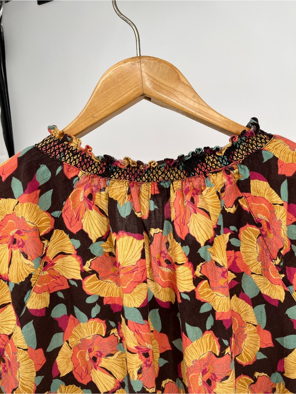 Sundance XL 100% Cotton Floral Peasant Blouse Boho Embroidered V-Neck Fall Top - Picture 8 of 10